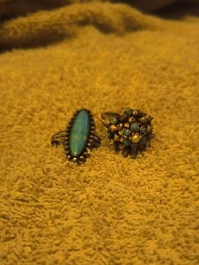 Turquoise Cluster Statement Ring - Women's Blue Stone Ring One Was Clipped Off..